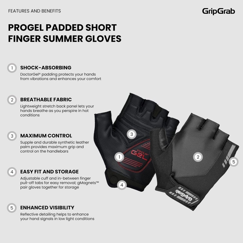 GripGrab ProGel 4mm DoctorGel Padded Short Finger Summer Cycling Gloves Comfortable Cushioned Fingerless Bike Glove - Image 2